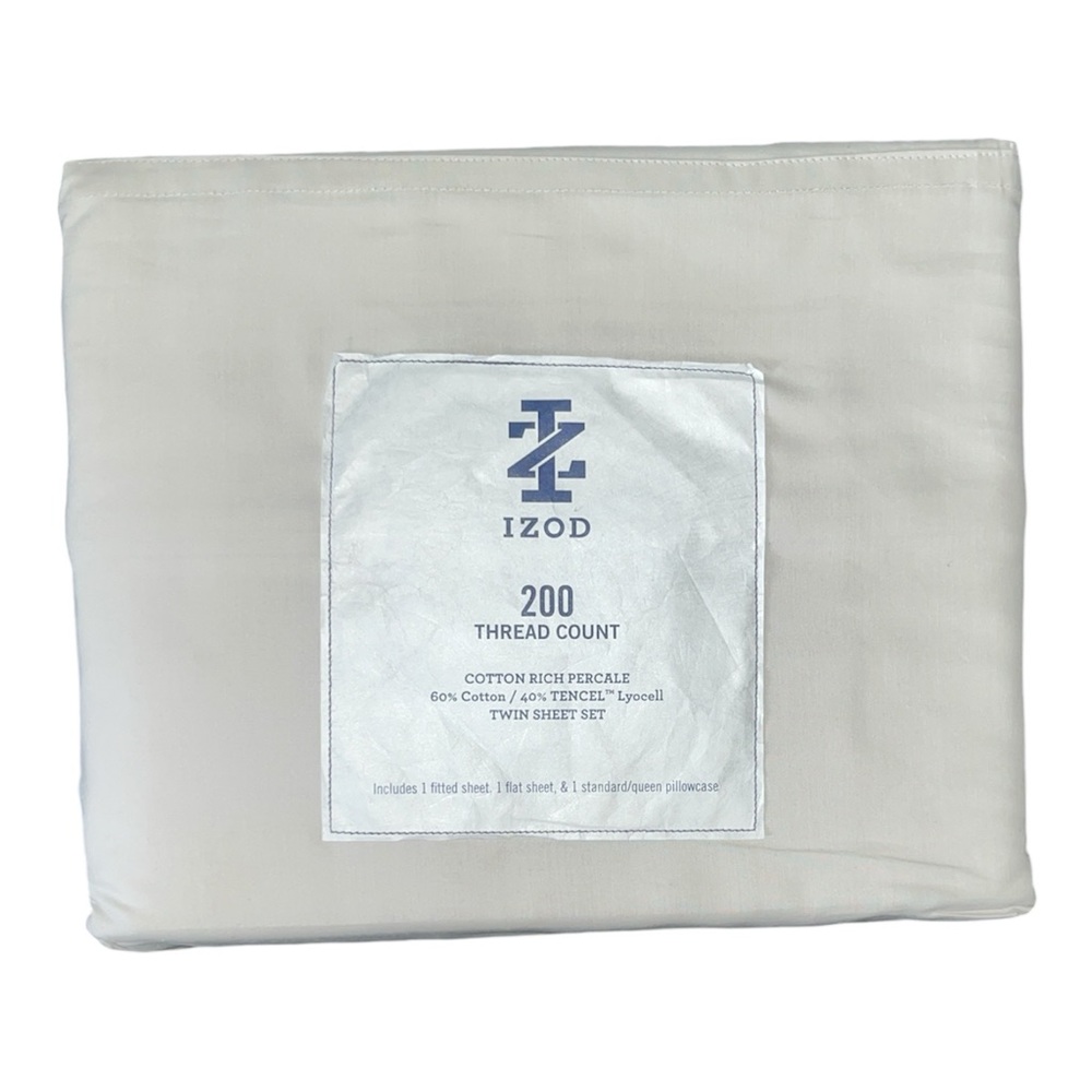 IZOD Cream Cotton-Rich Percale Sheet Set